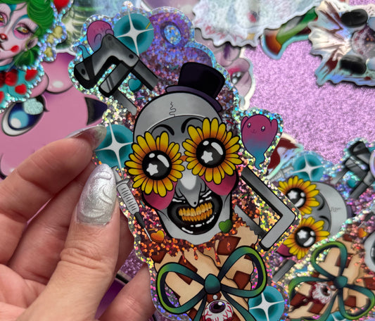 Happy Clown 6 inch Glitter Sticker