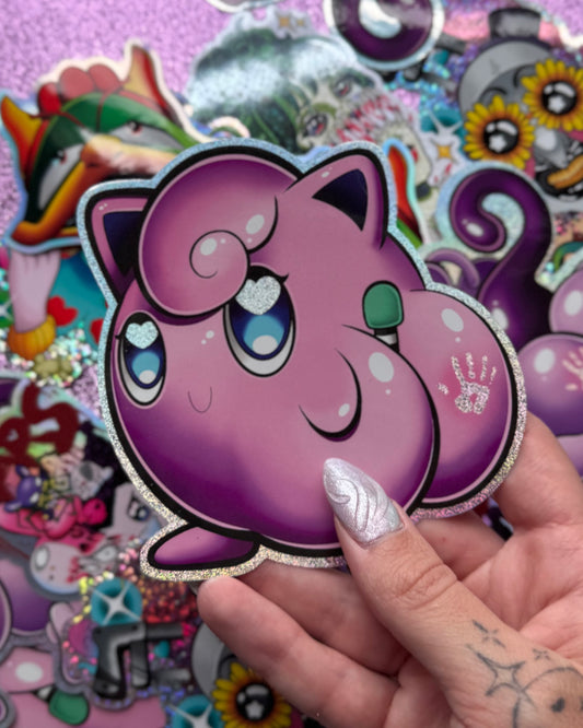 Cheeked up Jiggly glitter sticker